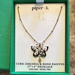 Piper K Black Hand Painted Butterfly Necklace